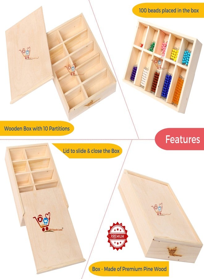 GIFT EQUALS LOVE GELTOY Handmade Wooden Montessori Counting Beads Checker Board Math Games Toy Teaching Numbers Educational Decanomial Learning Homeschooling Toys Set (Educational) - Image 2